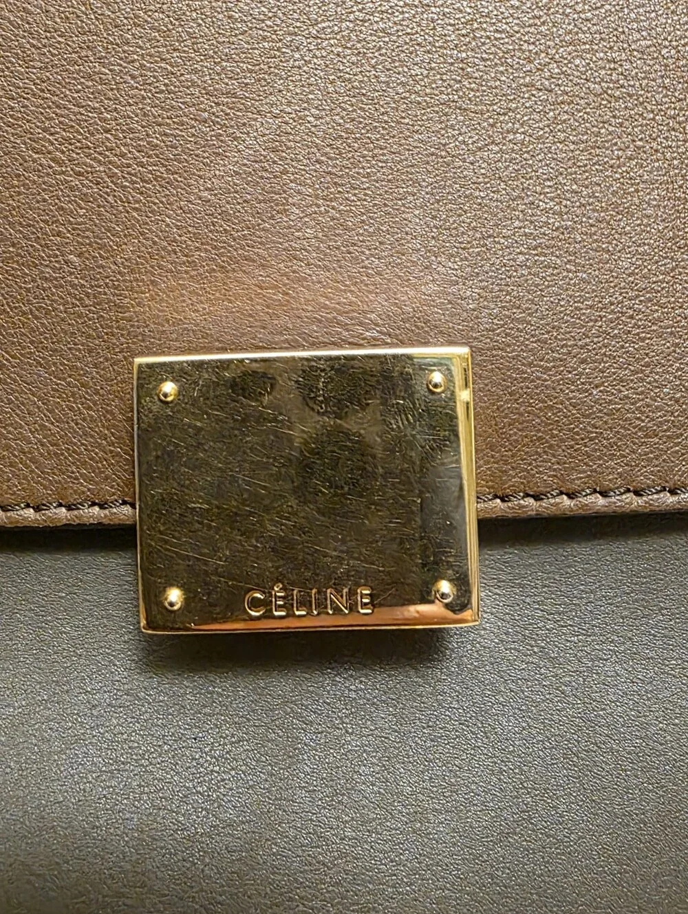 Celine | Tricolor Brown Leather And Rust Suede Medium Trapeze Bag - Picture 4 of 16